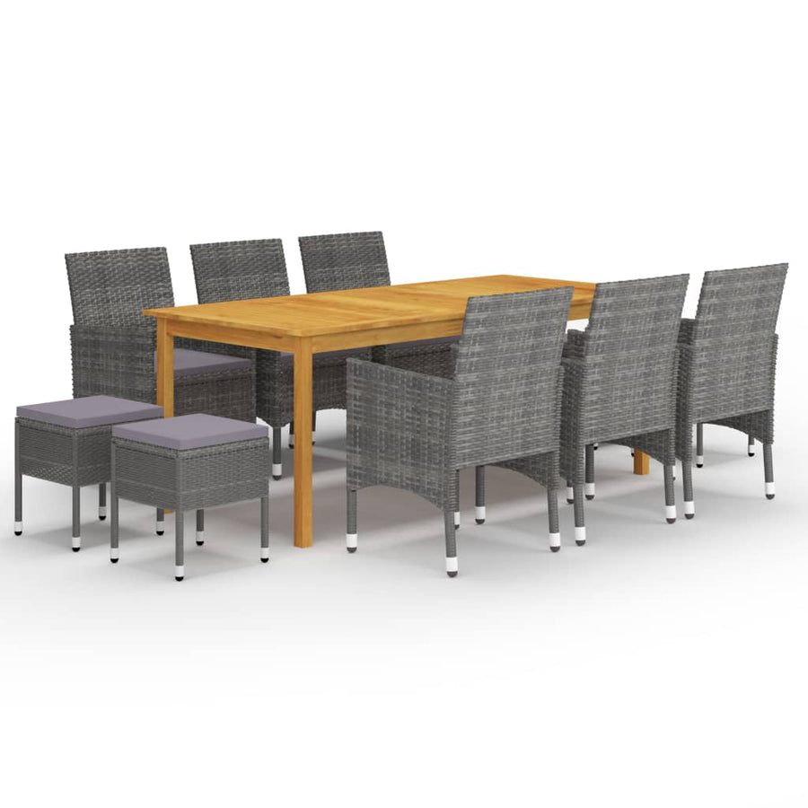NNEVL 11 Piece Garden Dining Set Grey-0