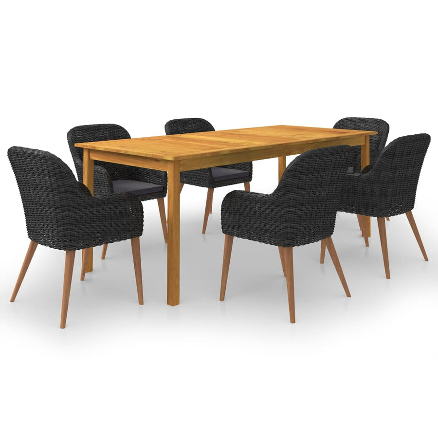 NNEVL 7 Piece Garden Dining Set Black-0