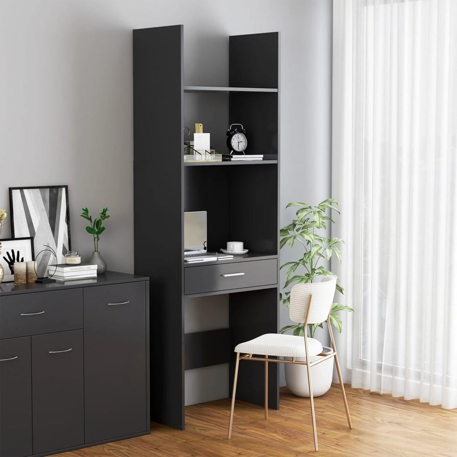 NNEVL Book Cabinet Grey 60x35x180 cm Chipboard-0