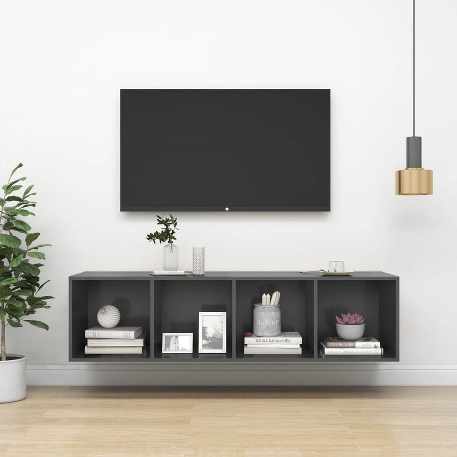 NNEVL Wall-mounted TV Cabinet Grey 37x37x142.5 cm Chipboard-0