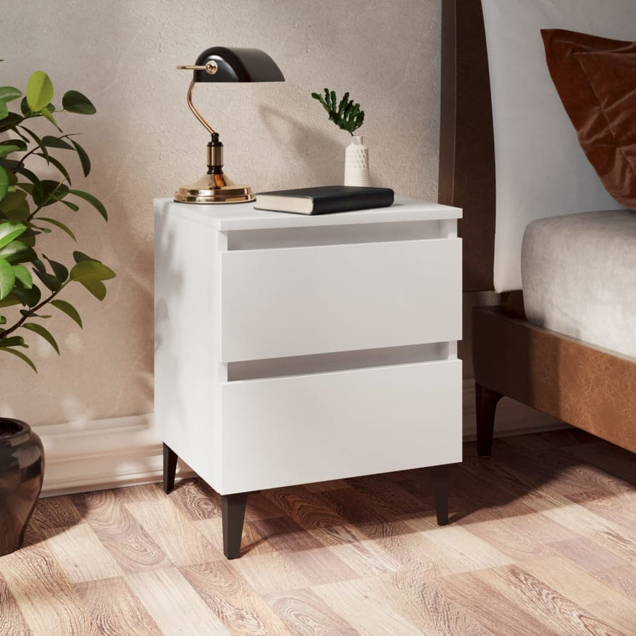 NNEVL Bed Cabinets 2 pcs White 40x35x50 cm Chipboard-0