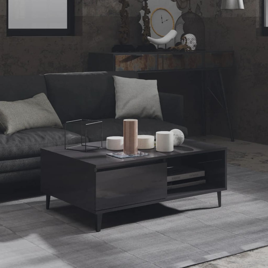 NNEVL Coffee Table High Gloss Grey 90x60x35 cm Chipboard-0