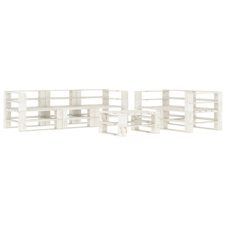 NNEVL 6 Piece Garden Pallet Lounge Set Wood White-0