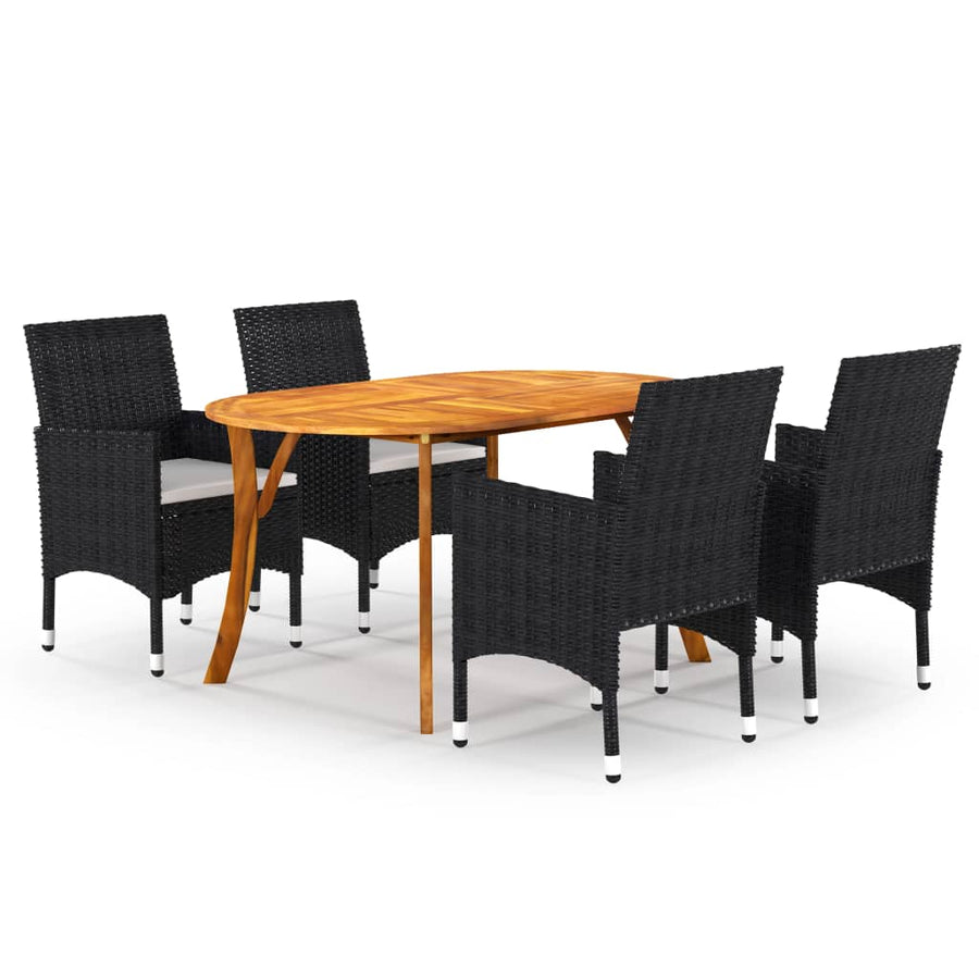NNEVL 5 Piece Garden Dining Set Black-0