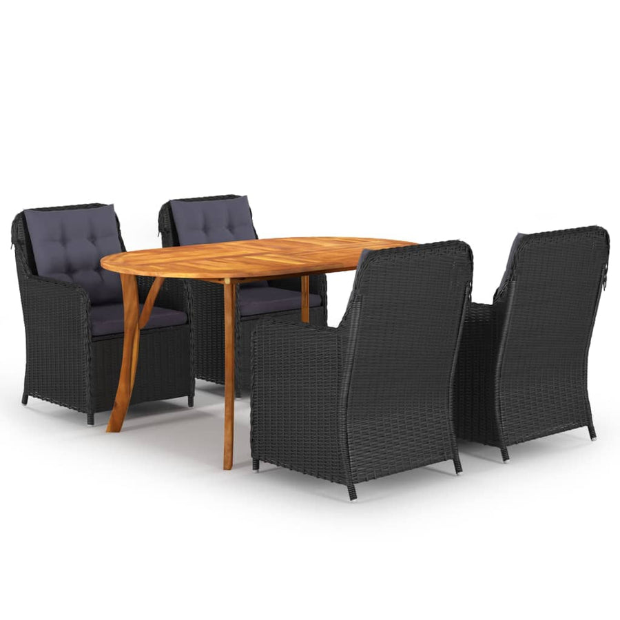 NNEVL 5 Piece Garden Dining Set Black-0