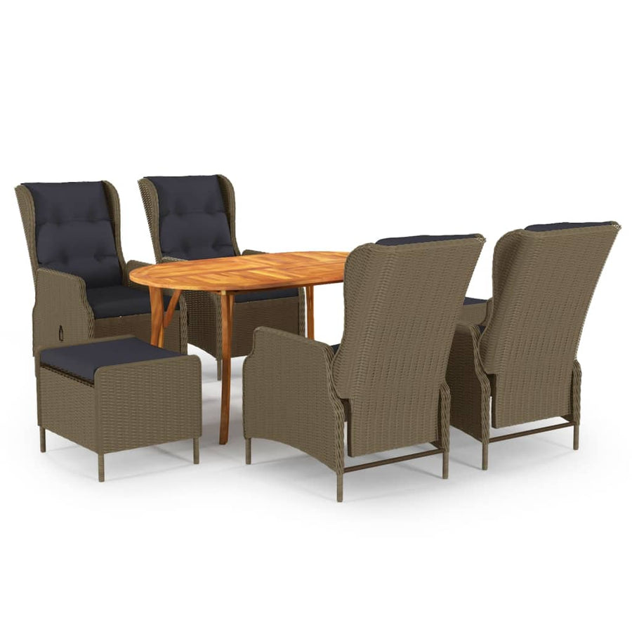 NNEVL 7 Piece Garden Dining Set Brown-0