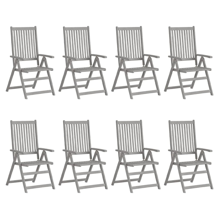 NNEVL Garden Reclining Chairs 8 pcs Grey Solid Wood Acacia-0