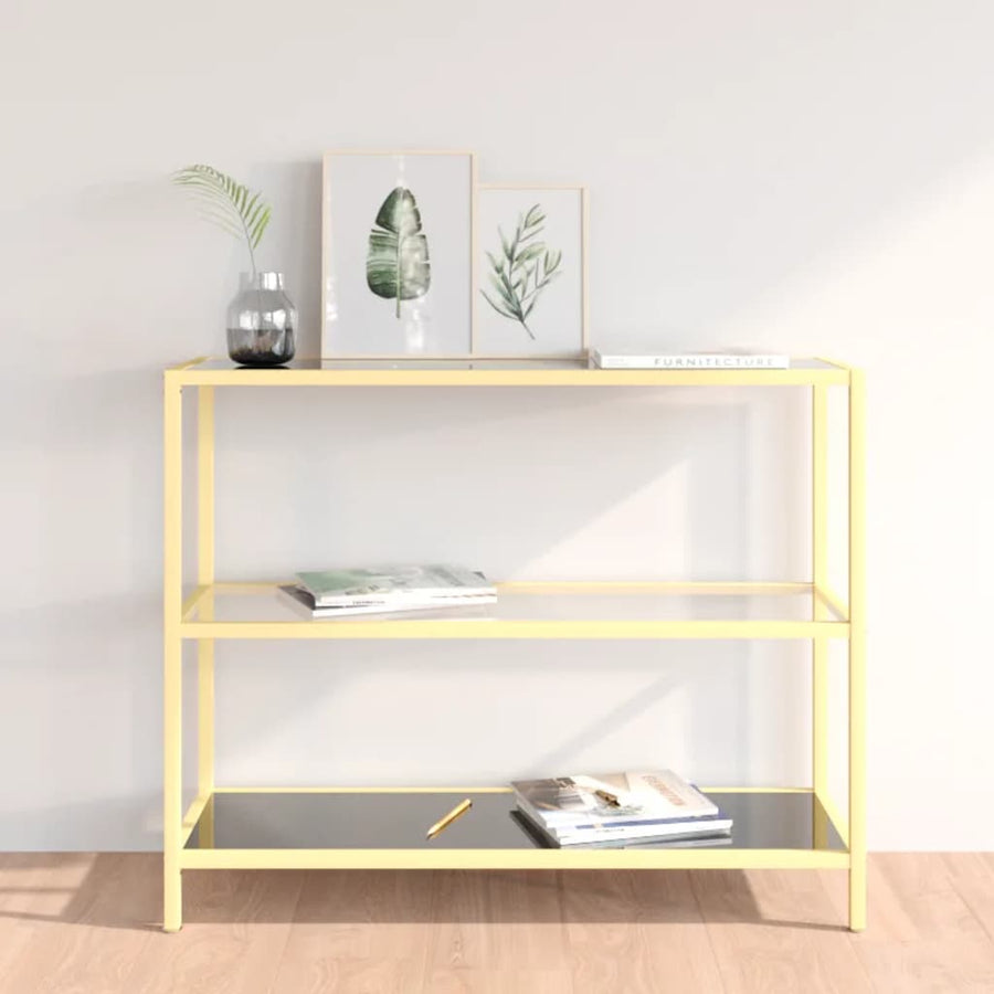 NNEVL Console Table Black and Transparent 100x36x90 cm Tempered Glass-0