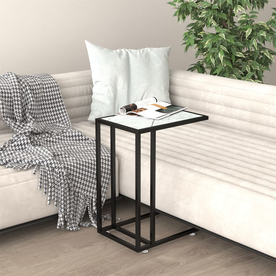 NNEVL Computer Side Table White Marble 50x35x65 cm Tempered Glass-0