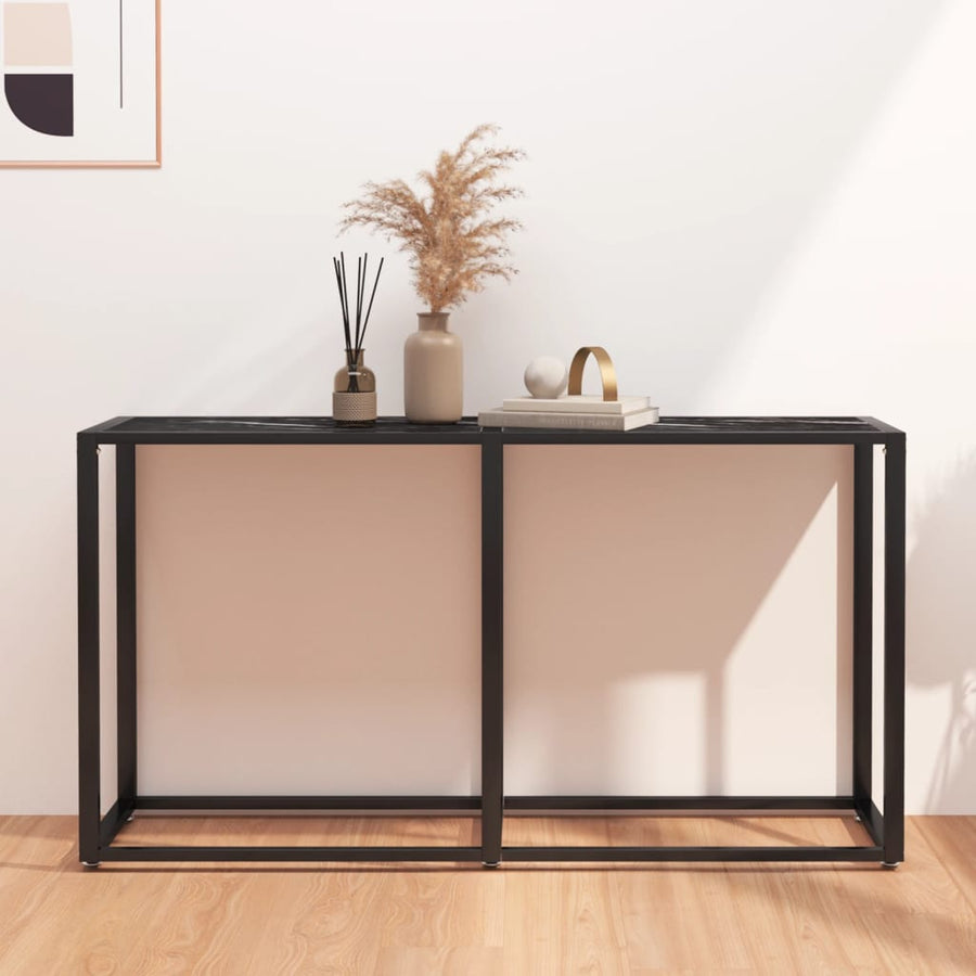 NNEVL Console Table Black Marble 140x35x75.5cm Tempered Glass-0