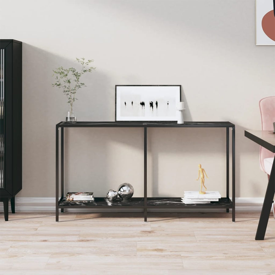 NNEVL Console Table Black 140x35x75.5 cm Tempered Glass-0