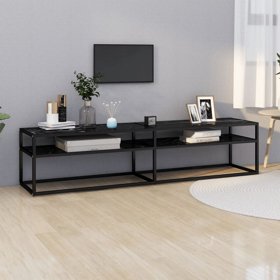 NNEVL TV Cabinet Black Marble 180x40x40.5 cm Tempered Glass-0