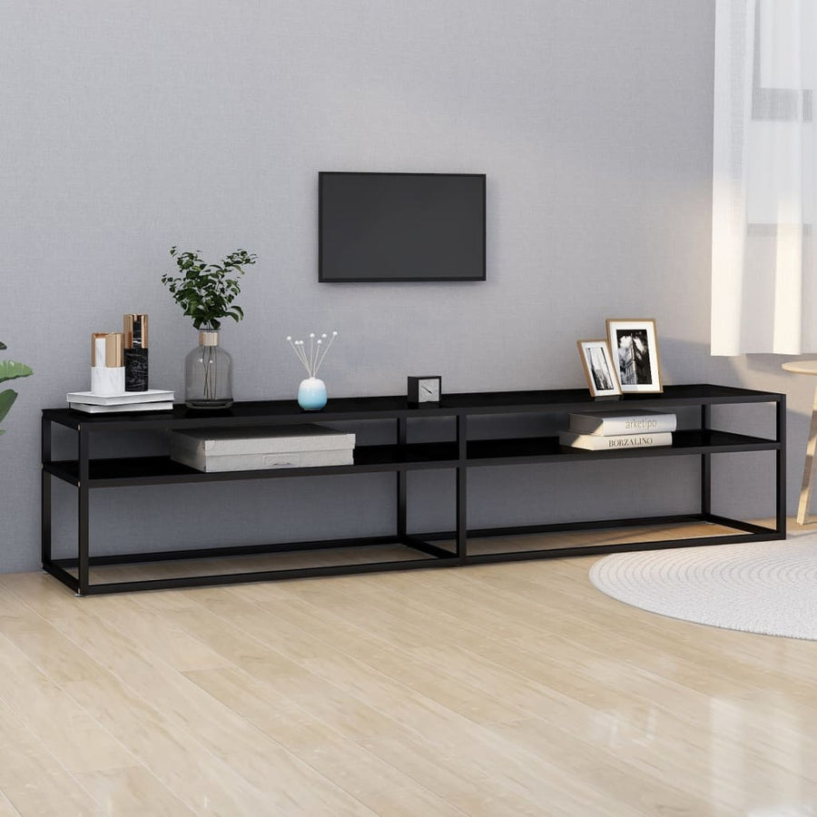 NNEVL TV Cabinet Black 200x40x40.5 cm Tempered Glass-0