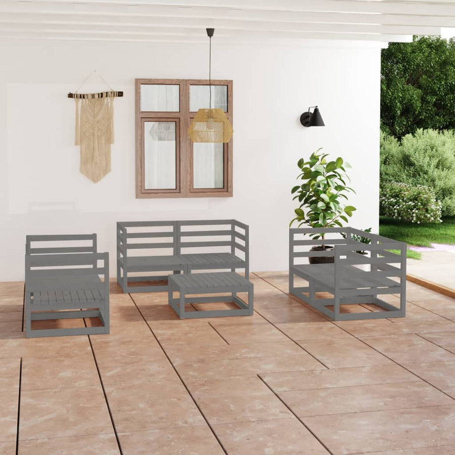 NNEVL 7 Piece Garden Lounge Set Grey Solid Pinewood-0