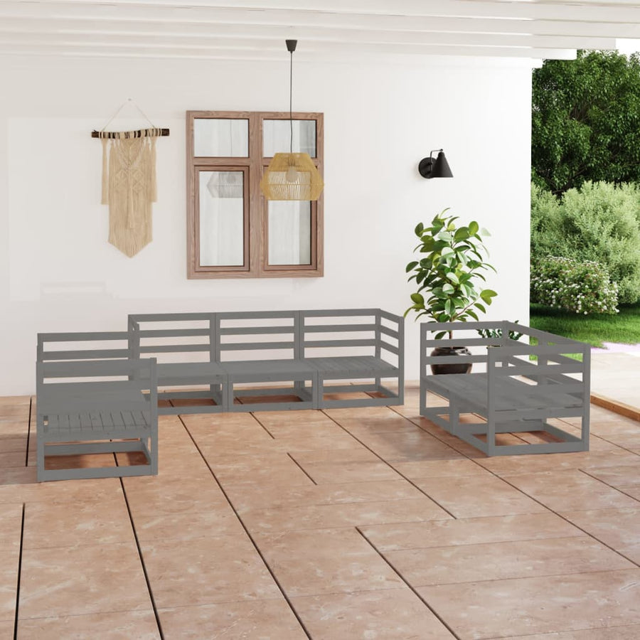 NNEVL 7 Piece Garden Lounge Set Grey Solid Pinewood-0