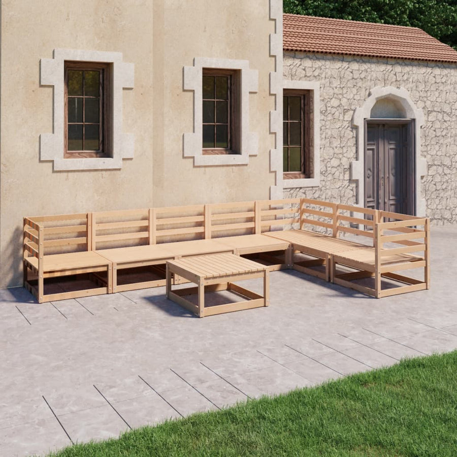 NNEVL 8 Piece Garden Lounge Set Solid Pinewood-0
