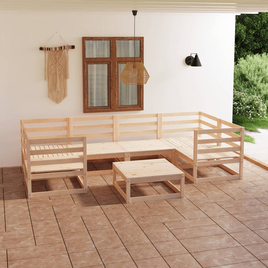 NNEVL 7 Piece Garden Lounge Set Solid Pinewood-0