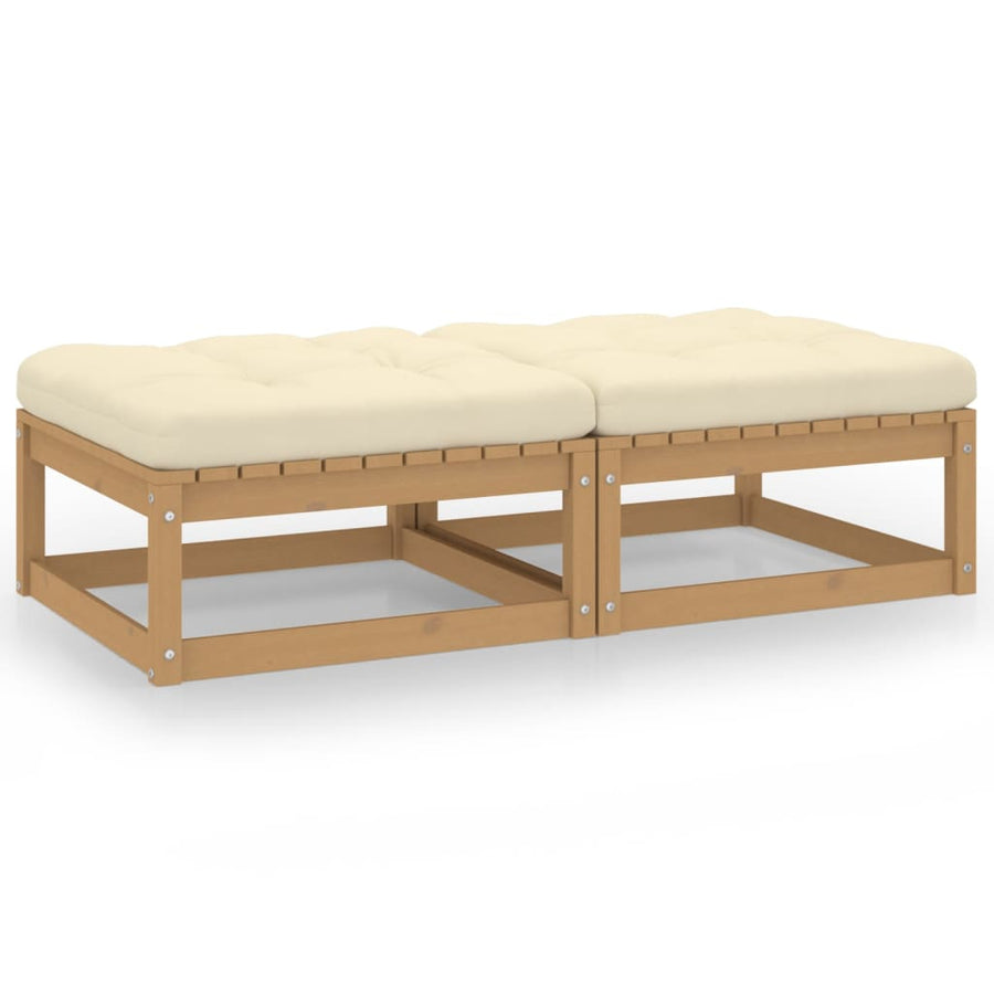 NNEVL Garden Footstools with Cushions 2 pcs Solid Wood Pine-0