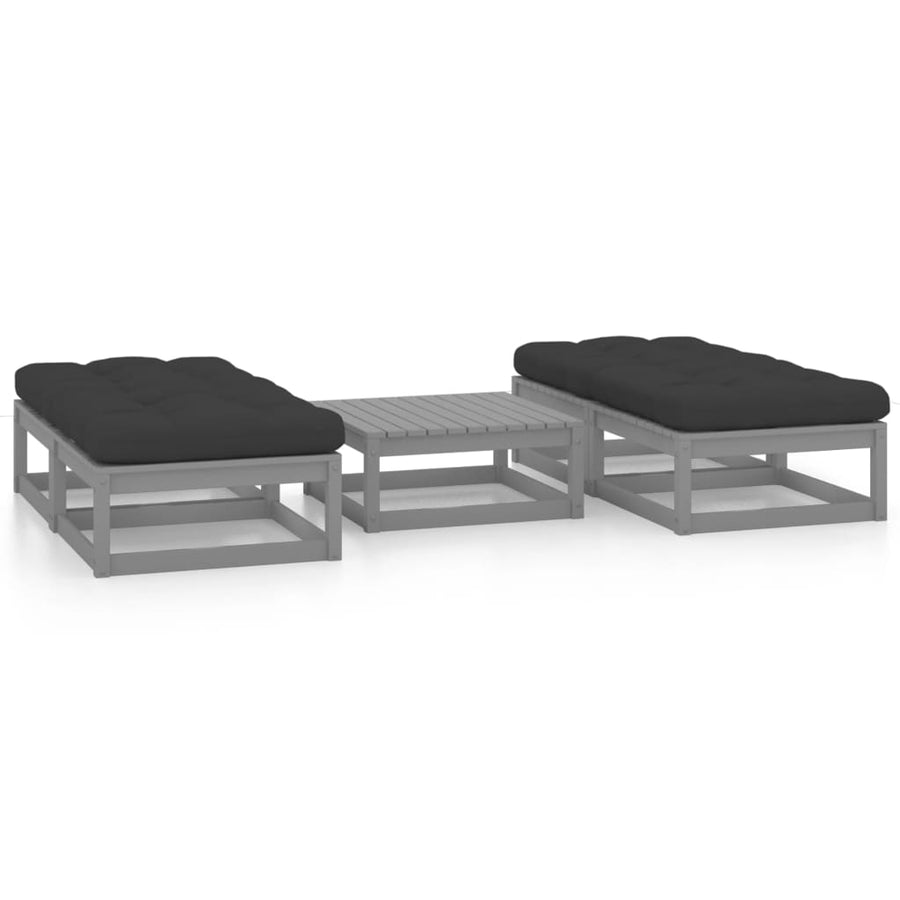NNEVL 5 Piece Garden Lounge Set with Cushions Solid Pinewood-0