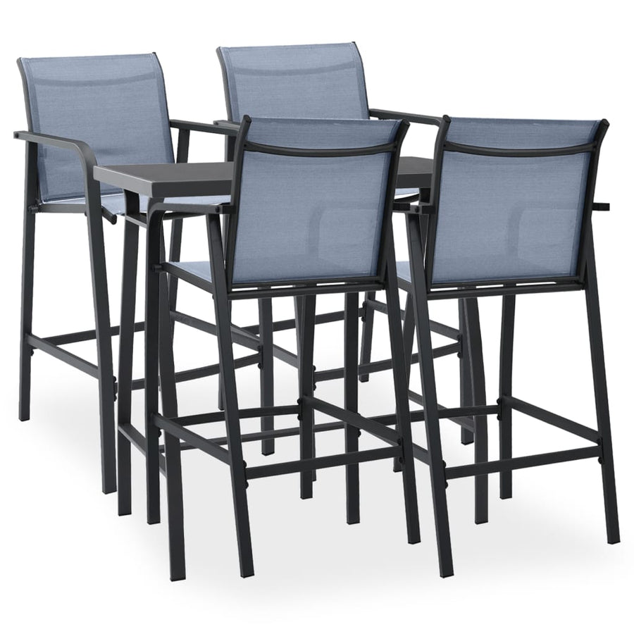 NNEVL 5 Piece Garden Bar Set Black and Grey-0