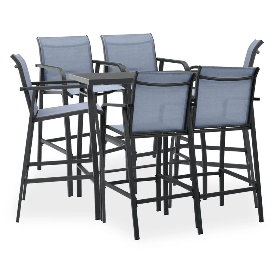 NNEVL 7 Piece Garden Bar Set Black and Grey-0