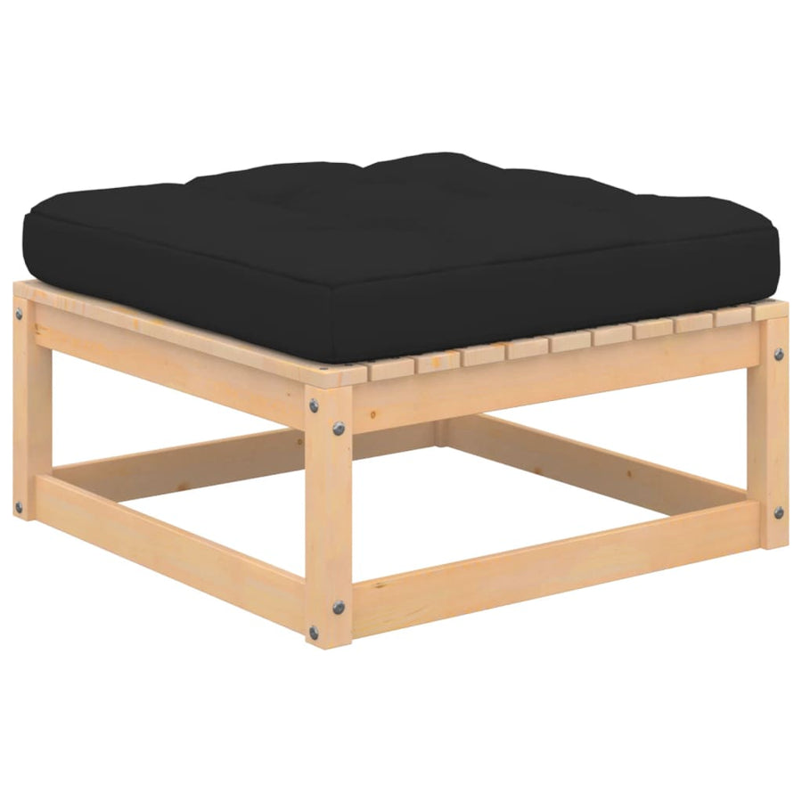 NNEVL Garden Footstool with Cushion Solid Pinewood-0