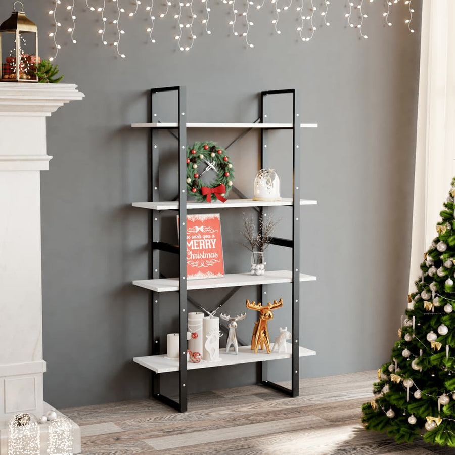 NNEVL 4-Tier Book Cabinet White 80x30x140 cm Chipboard-0