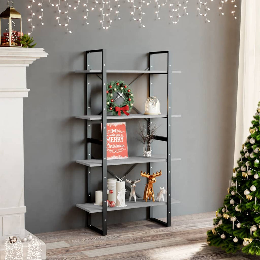 NNEVL 4-Tier Book Cabinet Concrete Grey 80x30x140 cm Chipboard-0