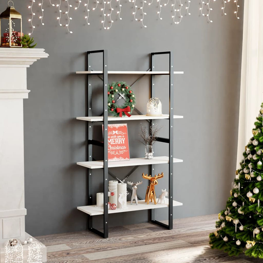 NNEVL 4-Tier Book Cabinet White 80x30x140 cm Solid Pine Wood-0