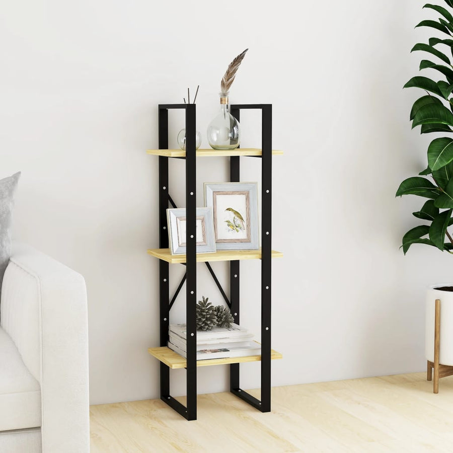 NNEVL 3-Tier Book Cabinet 40x30x105 cm Solid Pinewood-0