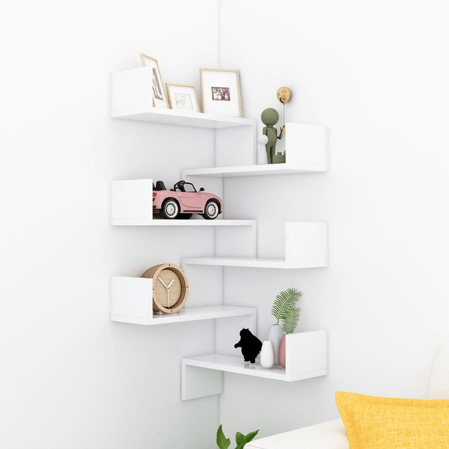 NNEVL Wall Corner Shelves 2 pcs White 40x40x50 cm Chipboard-0