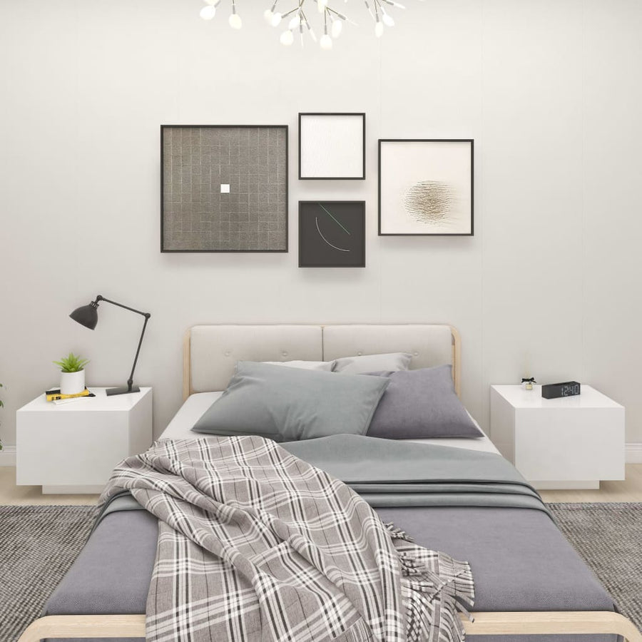 NNEVL Bedside Cabinet White 100x35x40 cm Engineered Wood-0