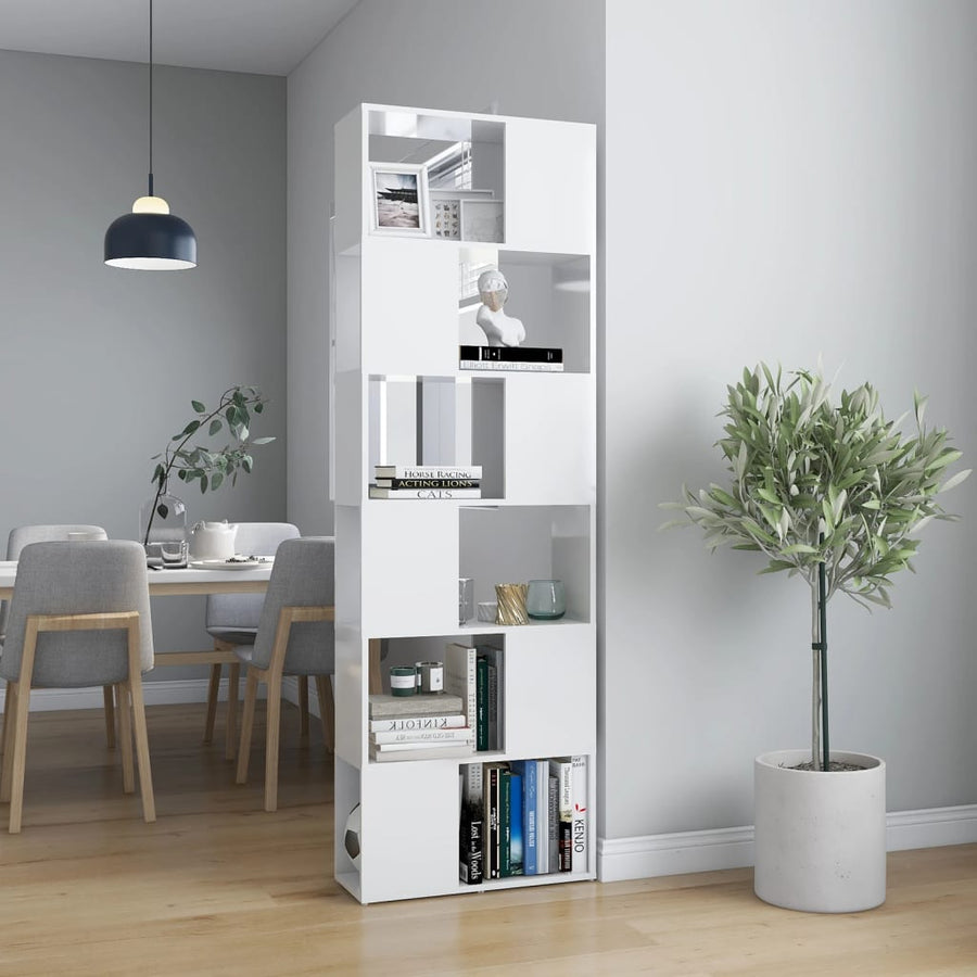 NNEVL Book Cabinet Room Divider High Gloss White 60x24x186 cm-0