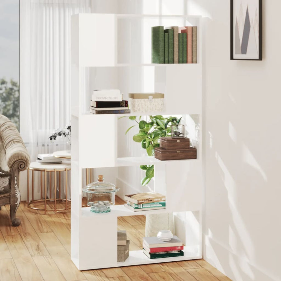 NNEVL Book Cabinet Room Divider High Gloss White 80x24x155 cm Chipboard-0