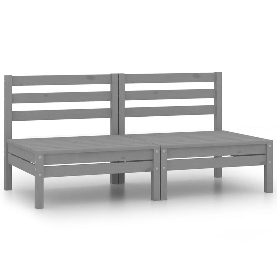 NNEVL Garden Middle Sofas 2 pcs Grey Solid Pinewood-0