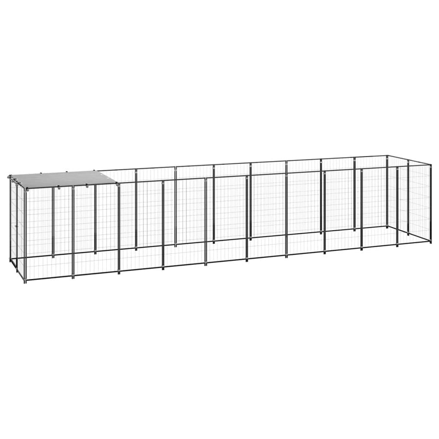 NNEVL Dog Kennel Black 6.05 m² Steel-0
