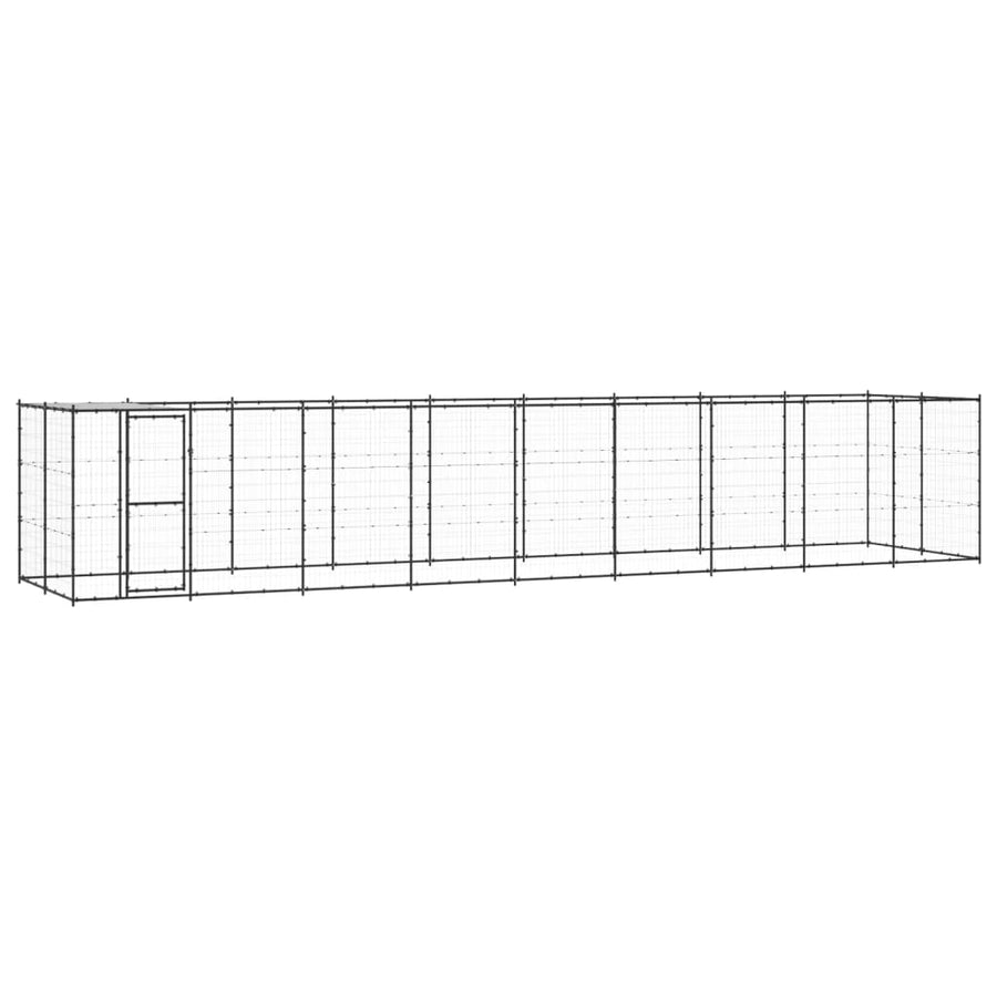 NNEVL Outdoor Dog Kennel Steel with Roof 21.78 m²-0