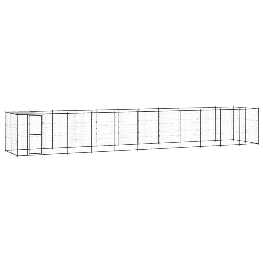 NNEVL Outdoor Dog Kennel Steel with Roof 26.62 m²-0