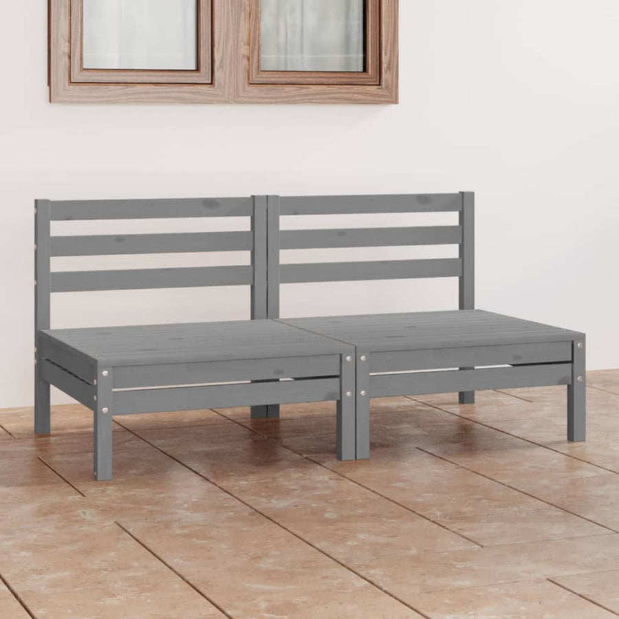 NNEVL Garden 2-Seater Sofa Grey Solid Wood Pine-0