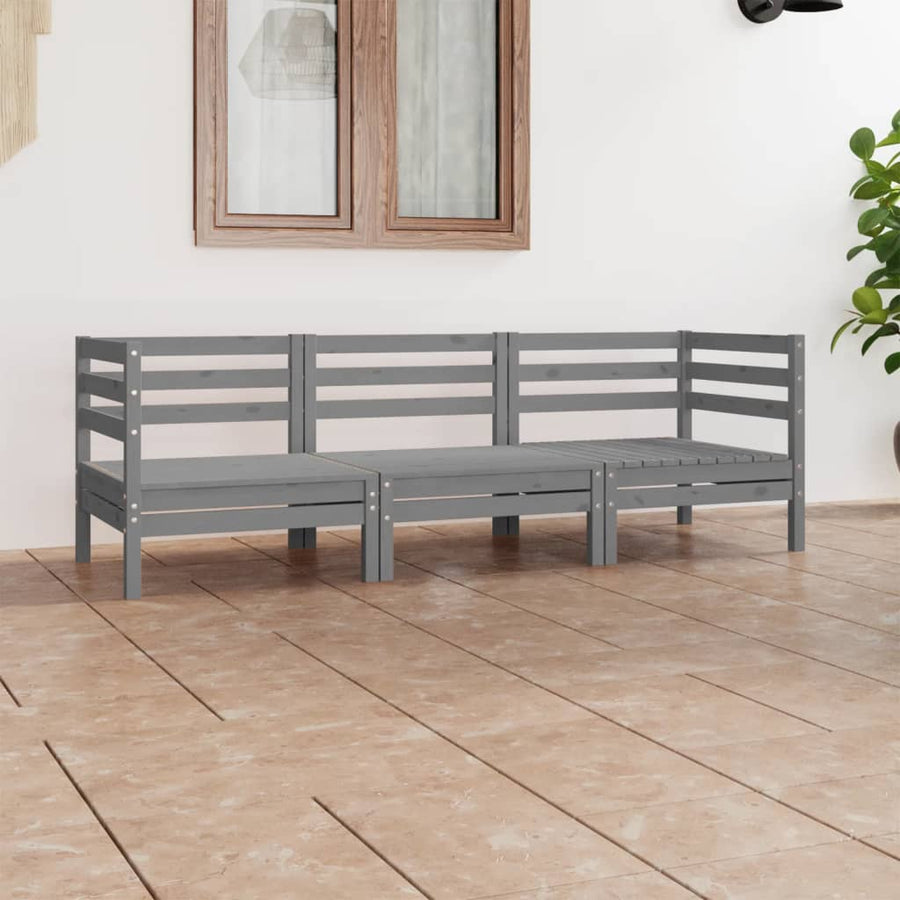 NNEVL 3 Piece Garden Lounge Set Grey Solid Wood Pine-0
