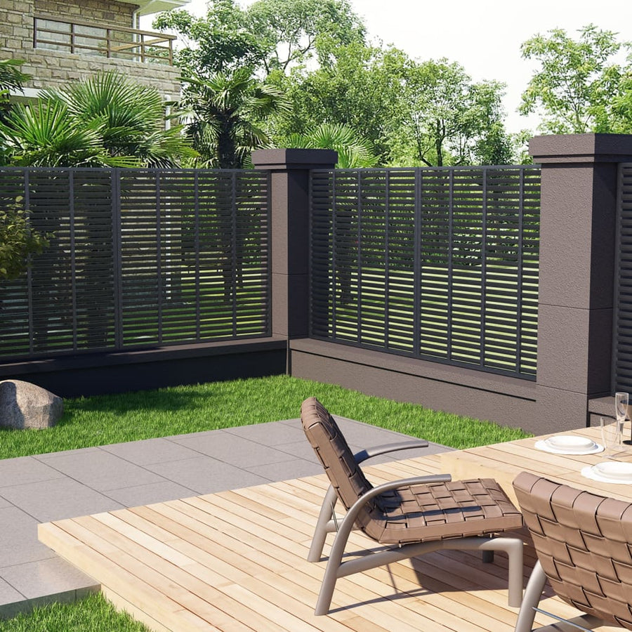 NNEVL Louver Fence WPC 180x180 cm Grey-0