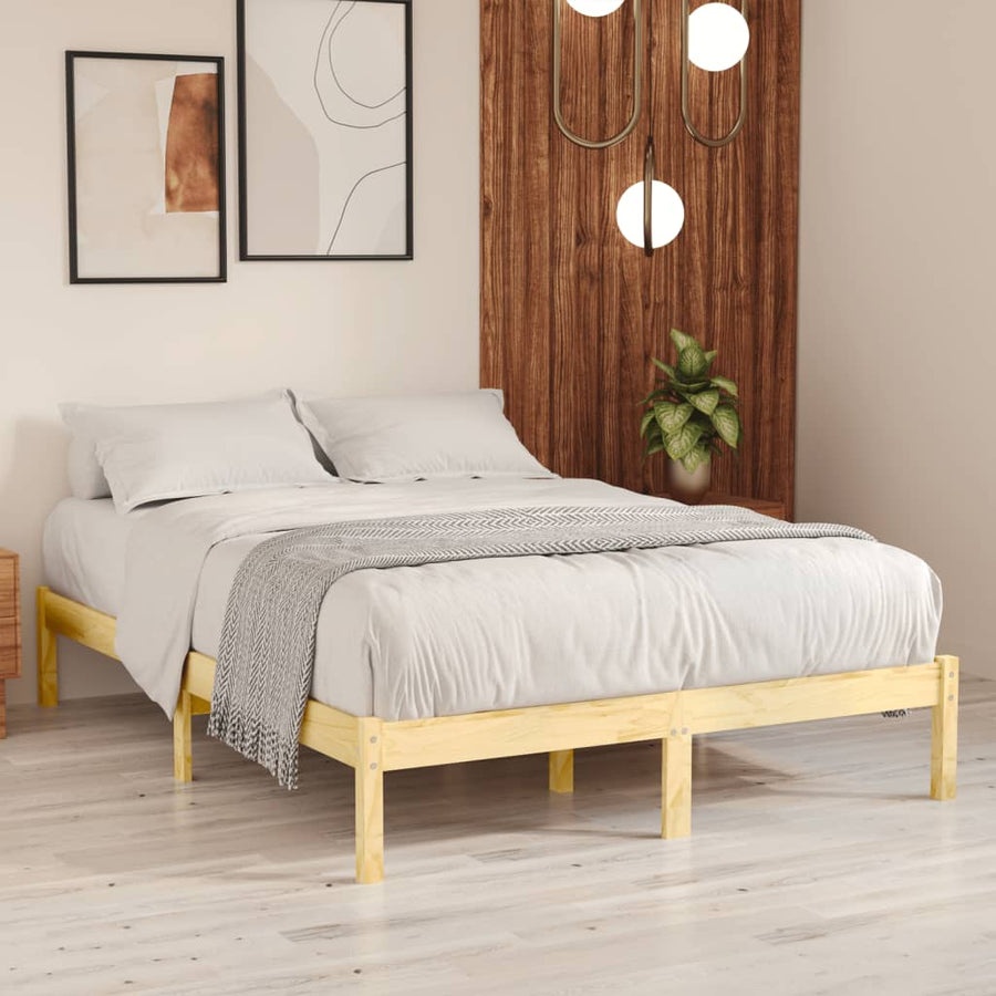 NNEVL Bed Frame without Mattress Solid Wood 135x190 cm-0