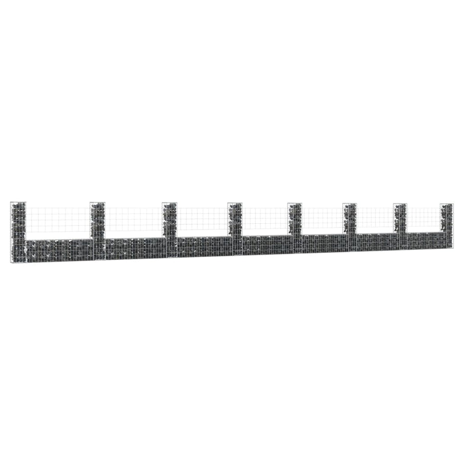 NNEVL U-shape Gabion Basket with 8 Posts Iron 860x20x100 cm-0