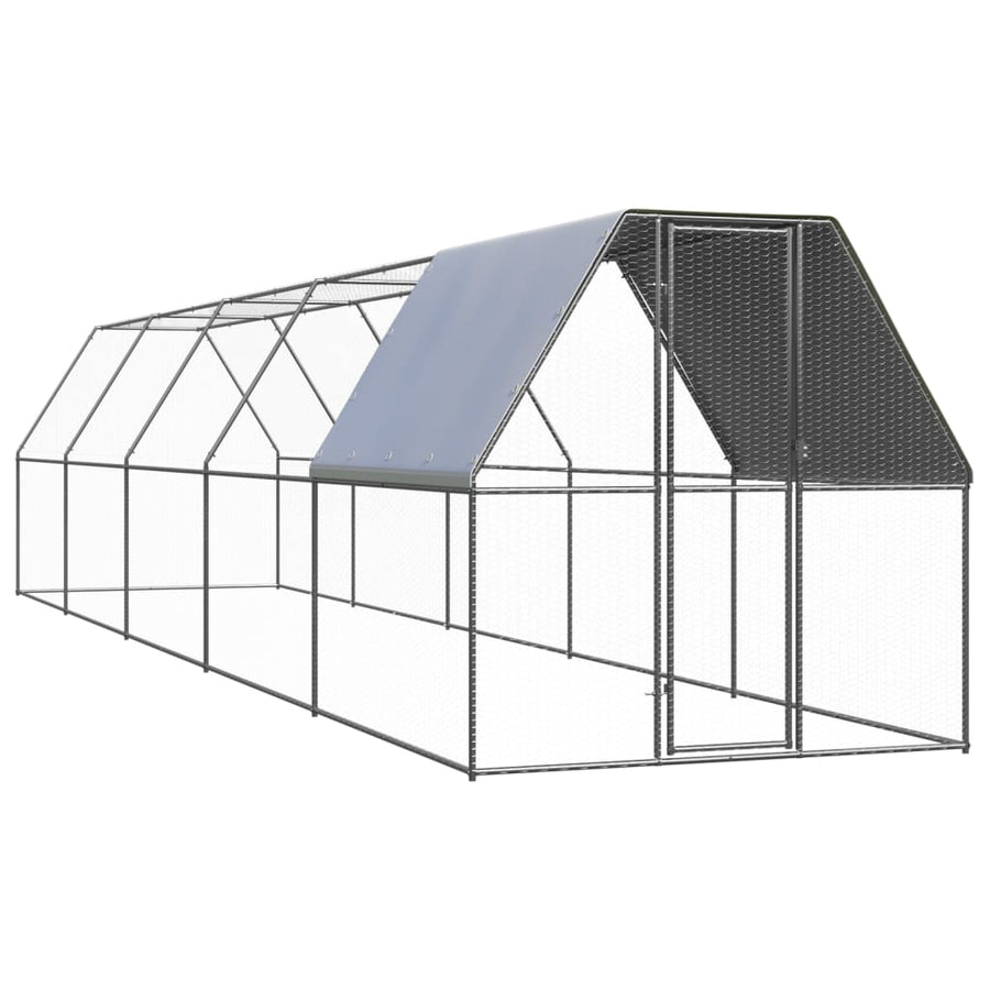 NNEVL Outdoor Chicken Cage 2x10x2 m Galvanised Steel-0