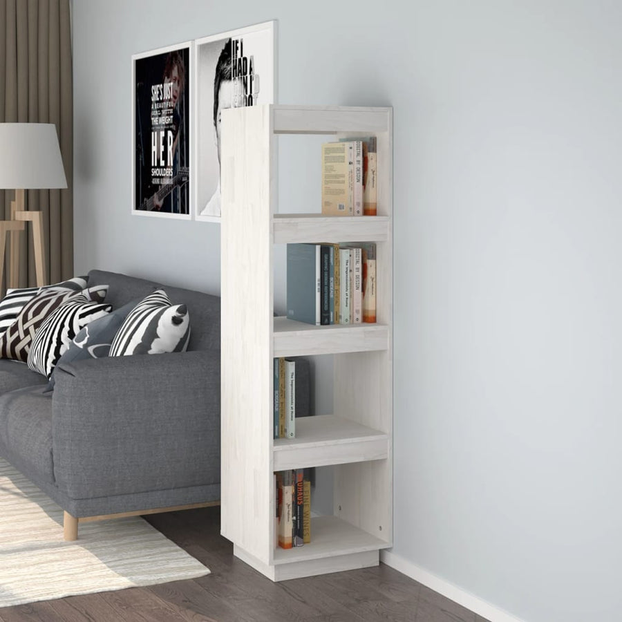 NNEVL Book Cabinet/Room Divider White 40x35x135 cm Solid Pinewood-0