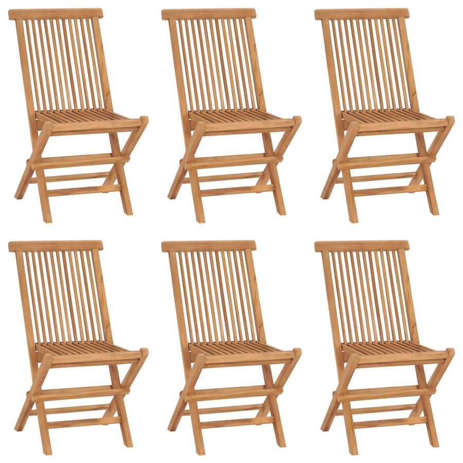NNEVL Folding Garden Chairs 6 pcs Solid Wood Teak-0
