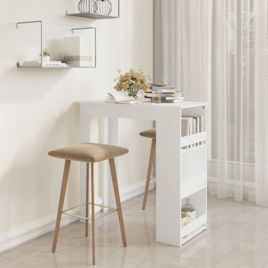 NNEVL Bar Table with Storage Rack White 102x50x103.5 cm Chipboard-0