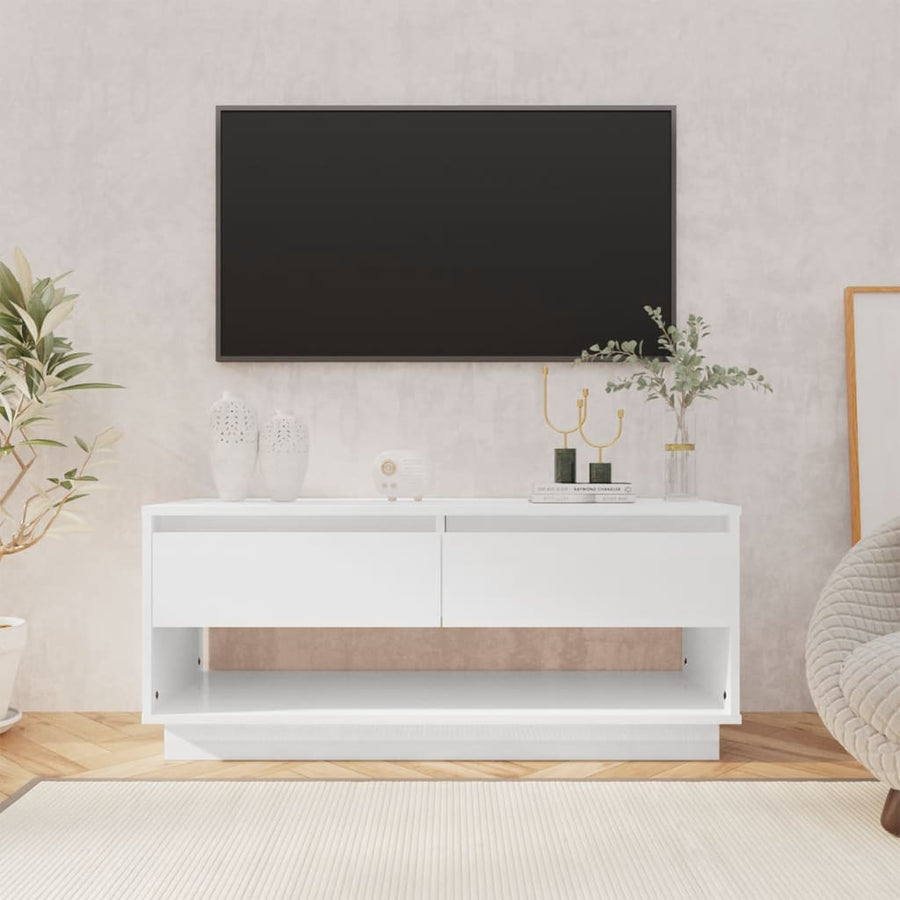 NNEVL TV Cabinet High Gloss White 102x41x44 cm Chipboard-0