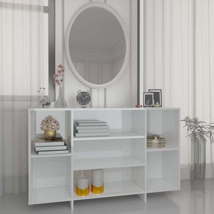 NNEVL Sideboard High Gloss White 120x30x75 cm Engineered Wood-0