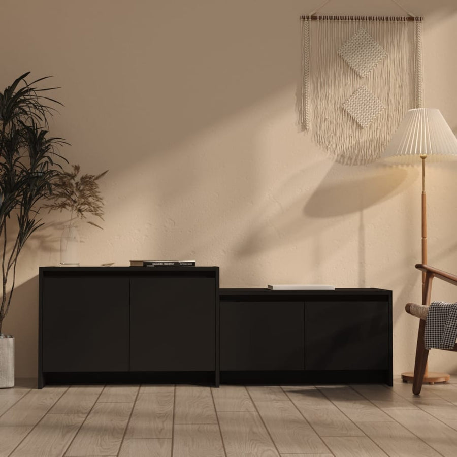 NNEVL TV Cabinet Black 146.5x35x50 cm Engineered Wood-0